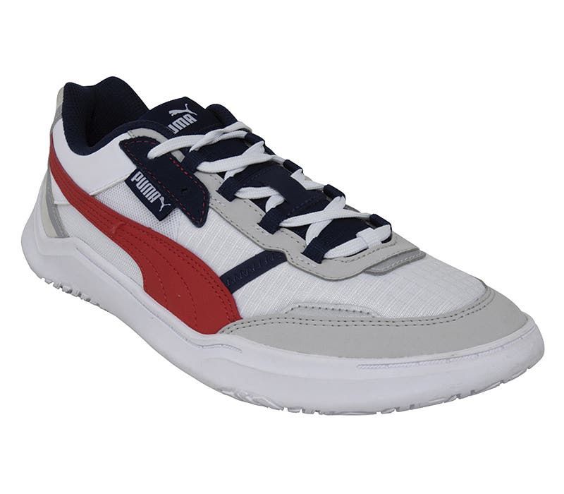 tenis puma gris con rojo